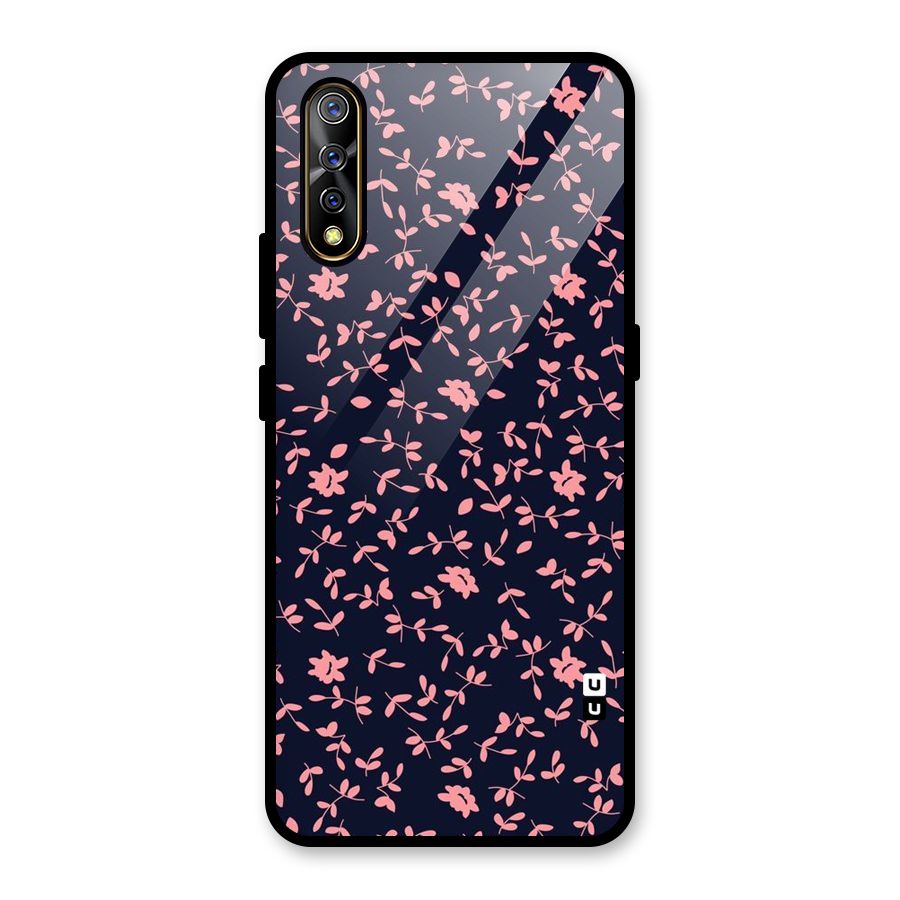 Pink Plant Design Glass Back Case for Vivo S1