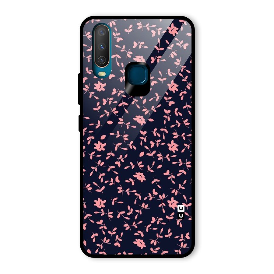 Pink Plant Design Glass Back Case for Vivo U10