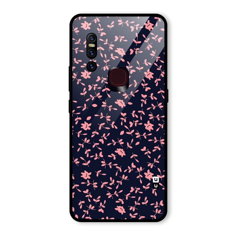 Pink Plant Design Glass Back Case for Vivo V15