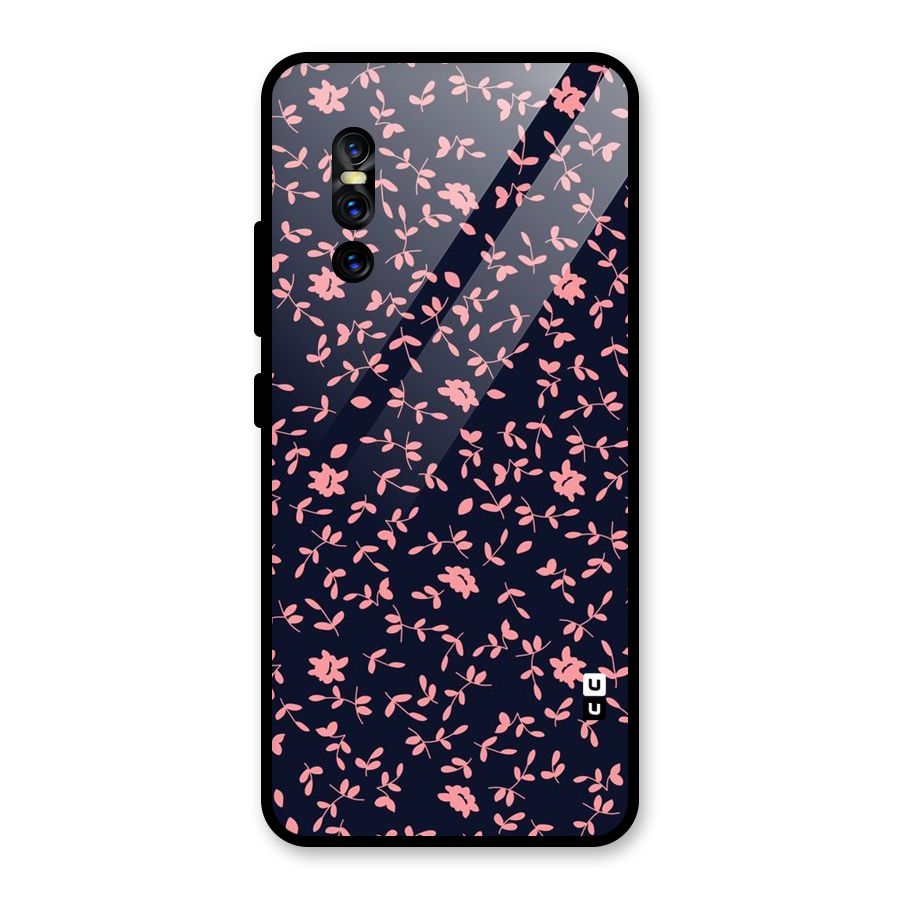 Pink Plant Design Glass Back Case for Vivo V15 Pro