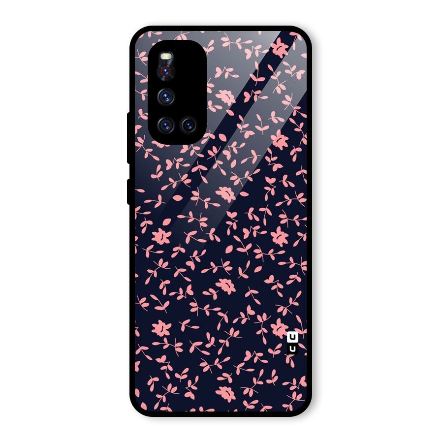 Pink Plant Design Glass Back Case for Vivo V19