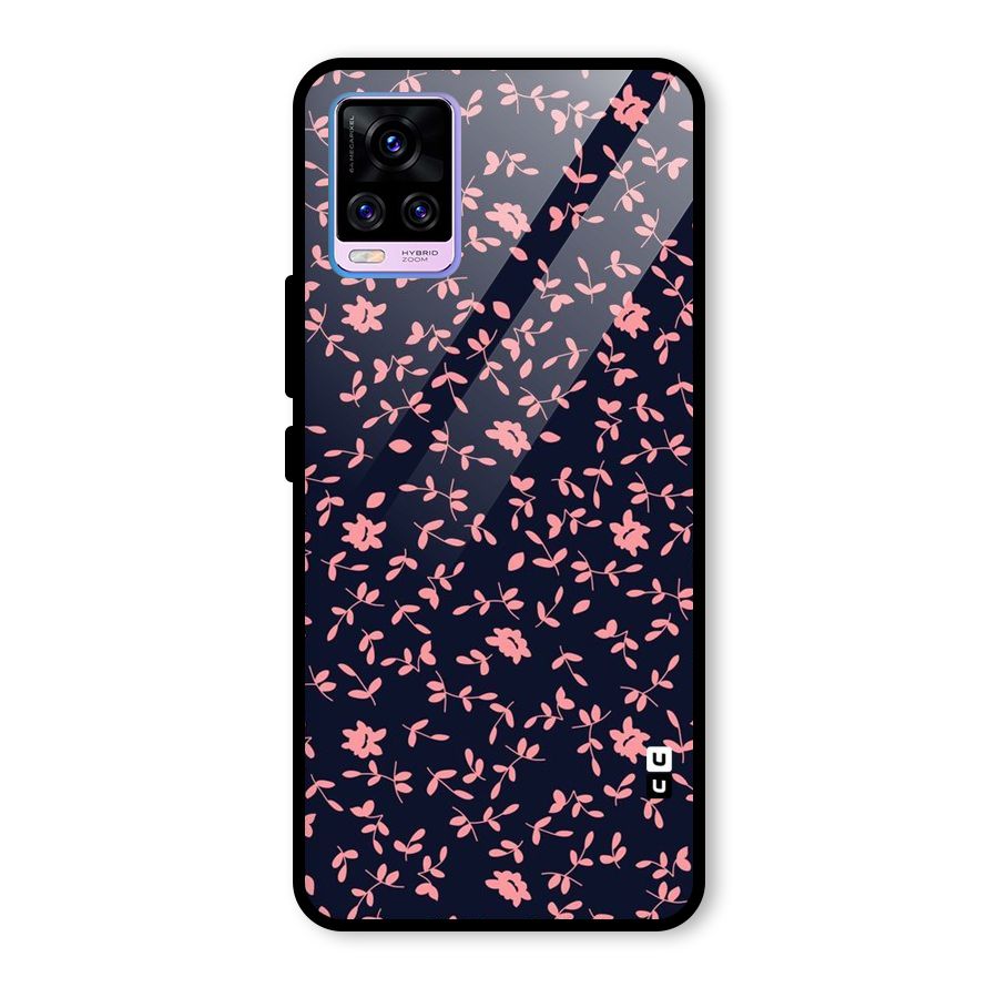 Pink Plant Design Glass Back Case for Vivo V20 Pro
