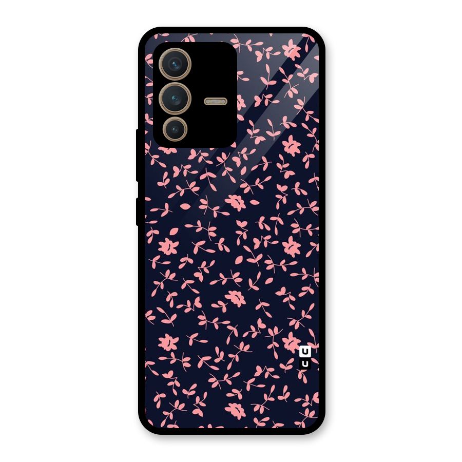Pink Plant Design Glass Back Case for Vivo V23 5G