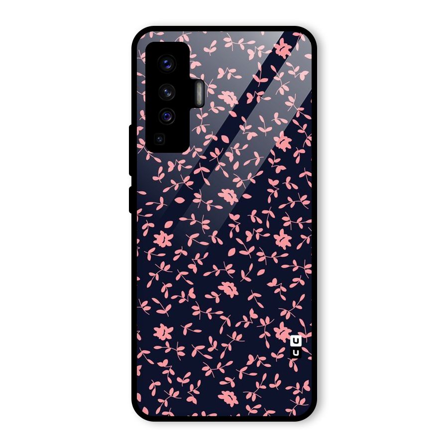 Pink Plant Design Glass Back Case for Vivo X50