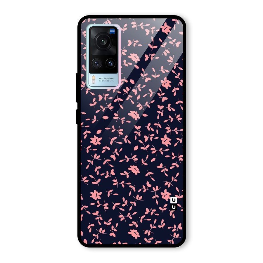 Pink Plant Design Glass Back Case for Vivo X60