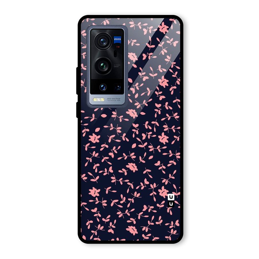 Pink Plant Design Glass Back Case for Vivo X60 Pro Plus