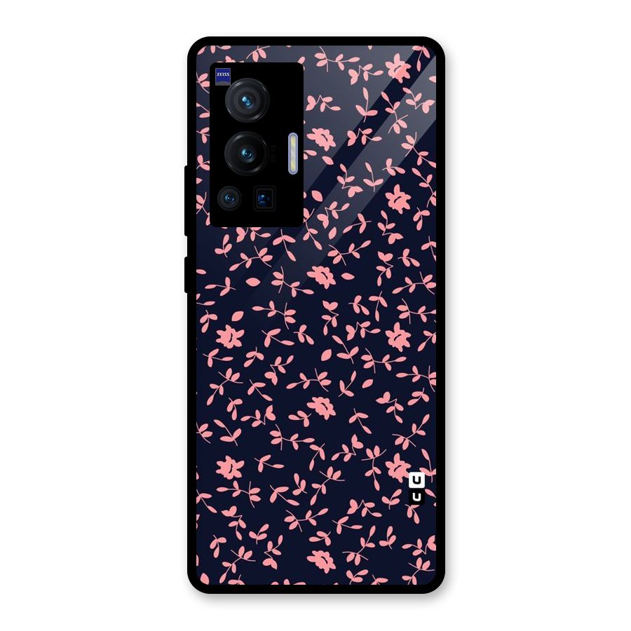 Pink Plant Design Glass Back Case for Vivo X70 Pro