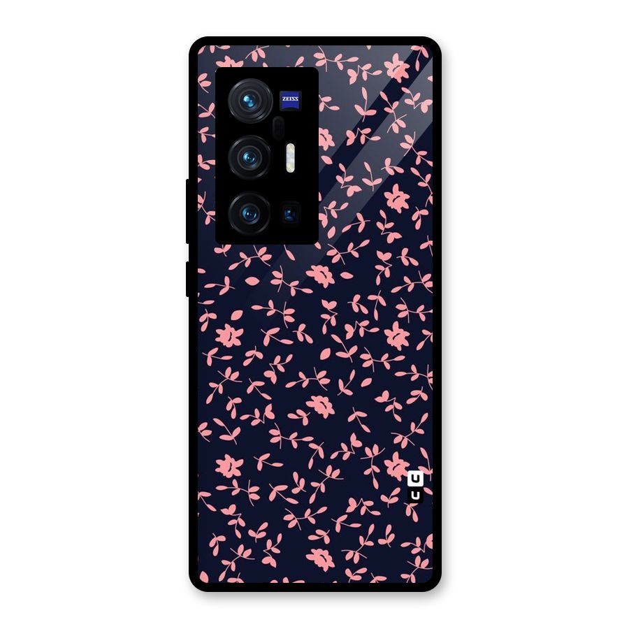 Pink Plant Design Glass Back Case for Vivo X70 Pro Plus