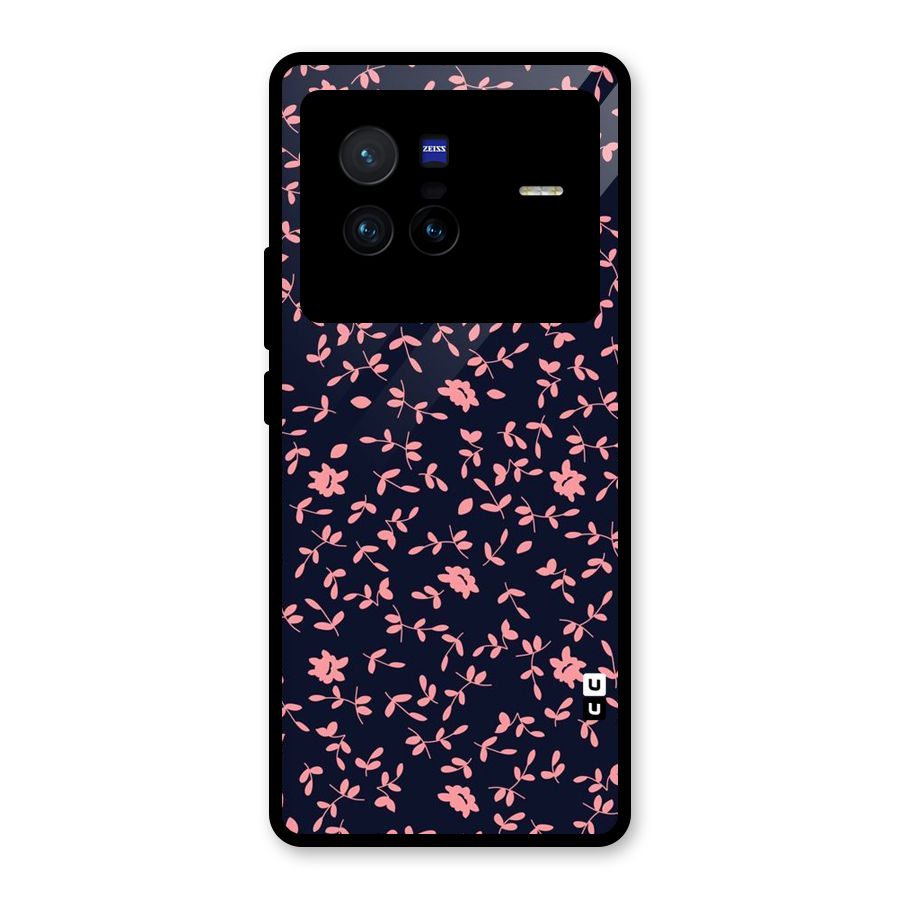 Pink Plant Design Glass Back Case for Vivo X80