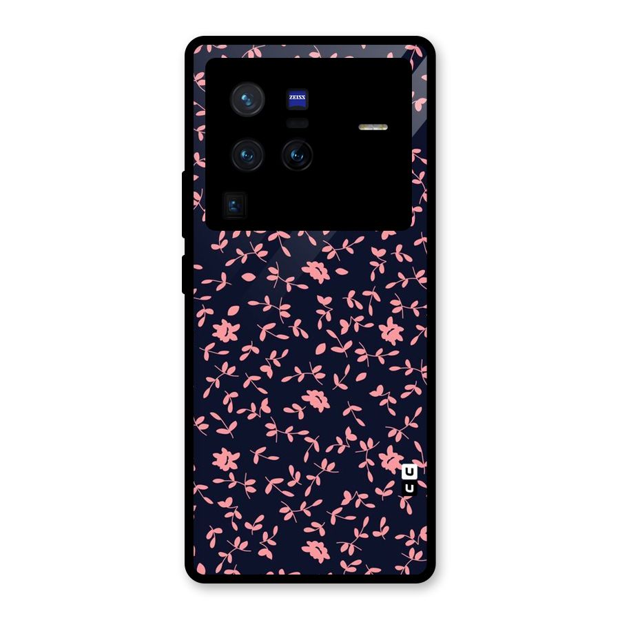 Pink Plant Design Glass Back Case for Vivo X80 Pro
