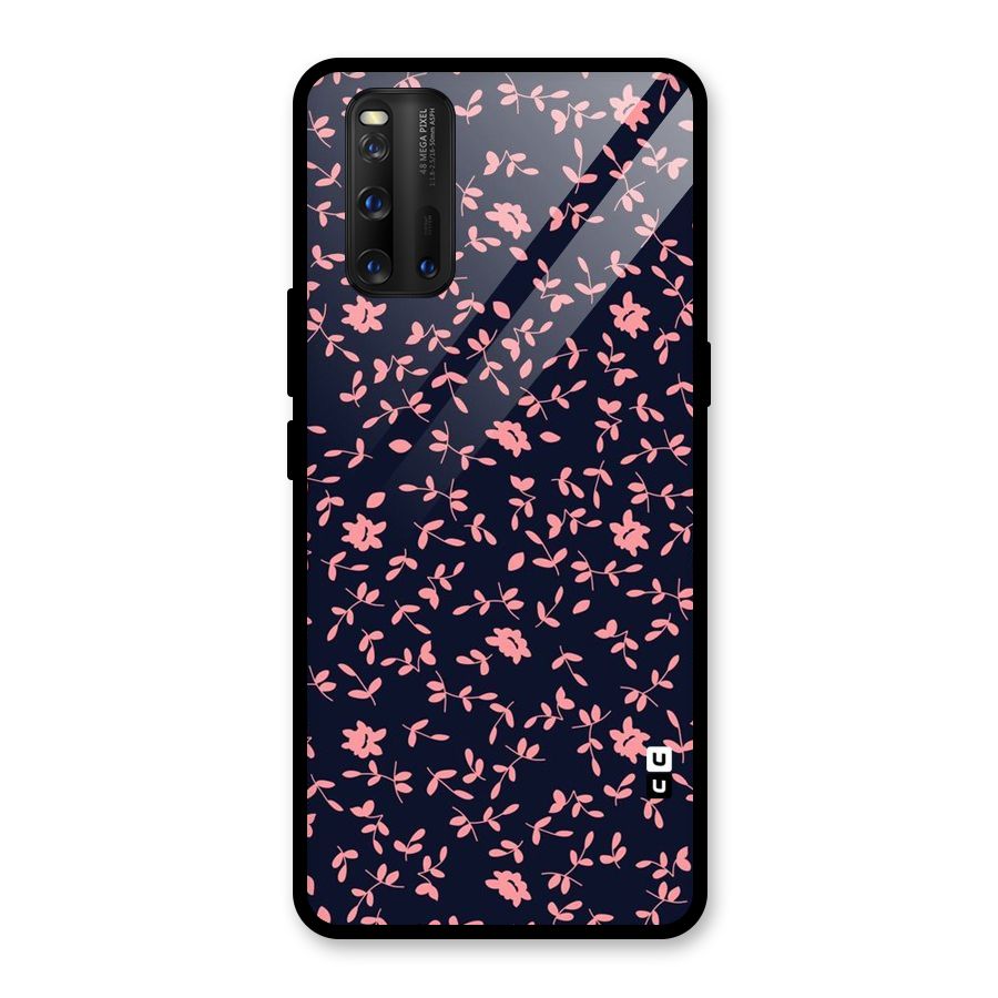 Pink Plant Design Glass Back Case for Vivo iQOO 3