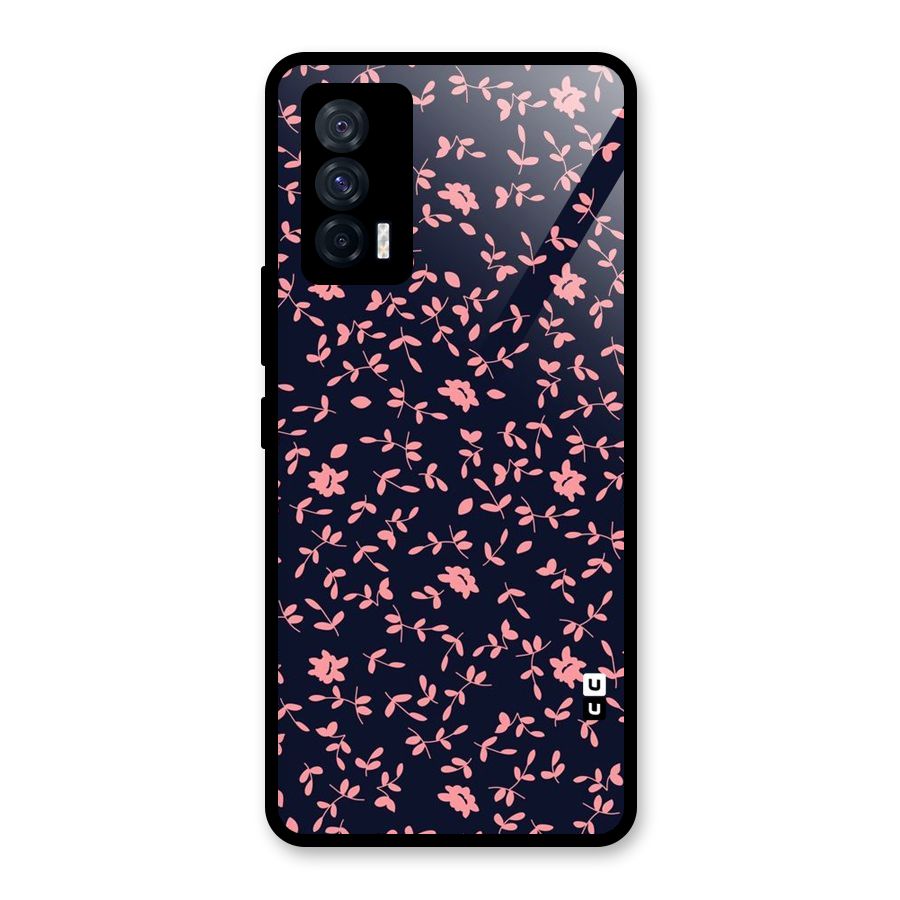 Pink Plant Design Glass Back Case for Vivo iQOO 7 5G
