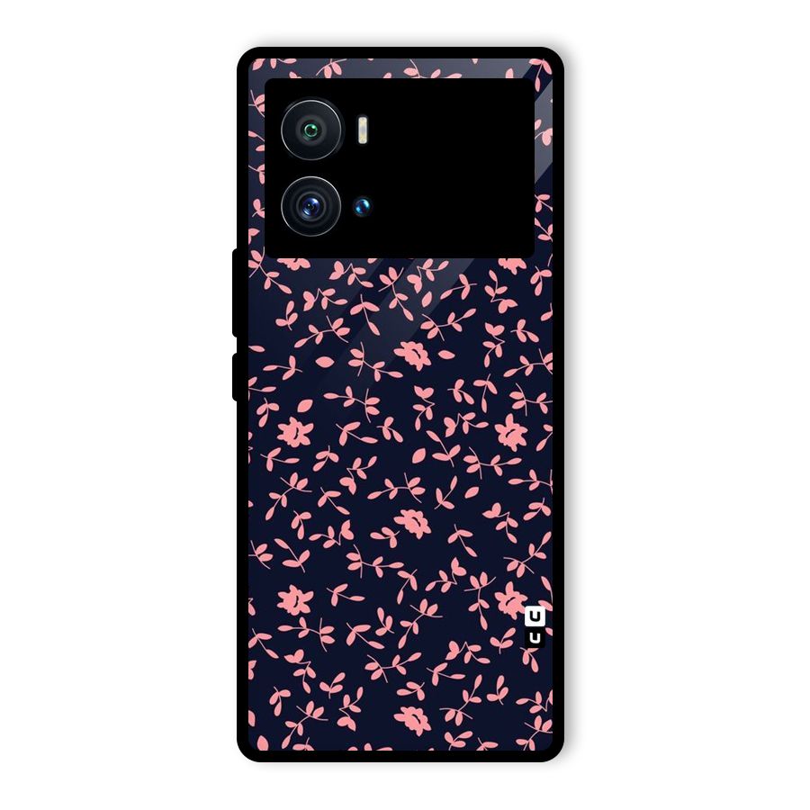 Pink Plant Design Glass Back Case for Vivo iQOO 9 Pro