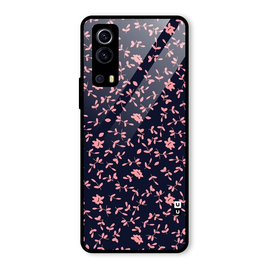 Pink Plant Design Glass Back Case for Vivo iQOO Z3