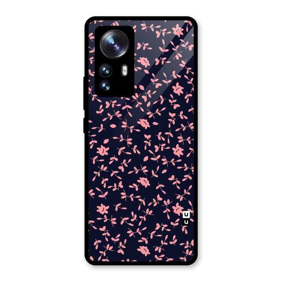 Pink Plant Design Glass Back Case for Xiaomi 12 Pro