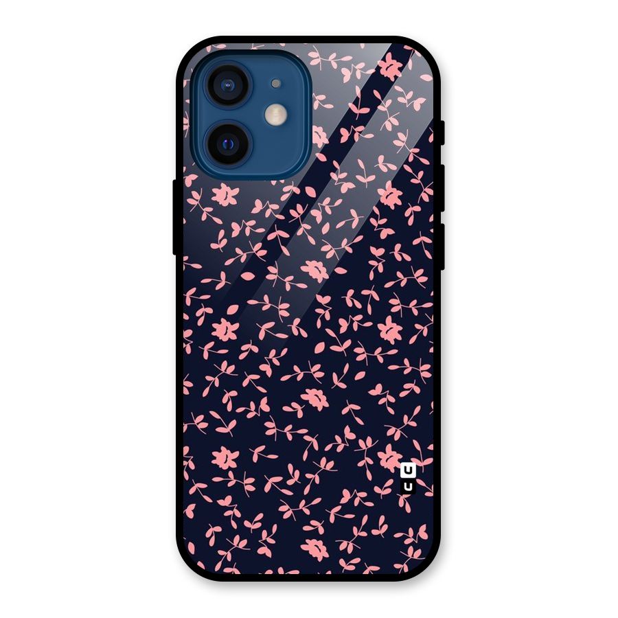 Pink Plant Design Glass Back Case for iPhone 12 Mini