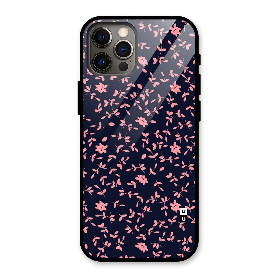 Pink Plant Design Glass Back Case for iPhone 12 Pro
