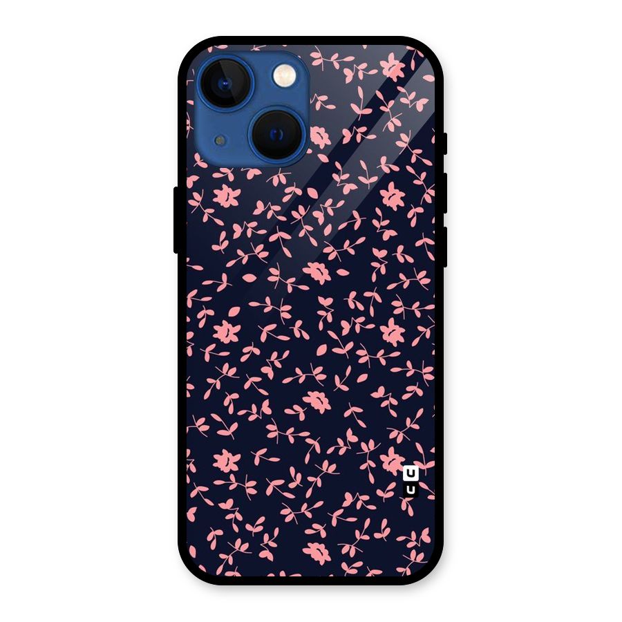 Pink Plant Design Glass Back Case for iPhone 13 Mini