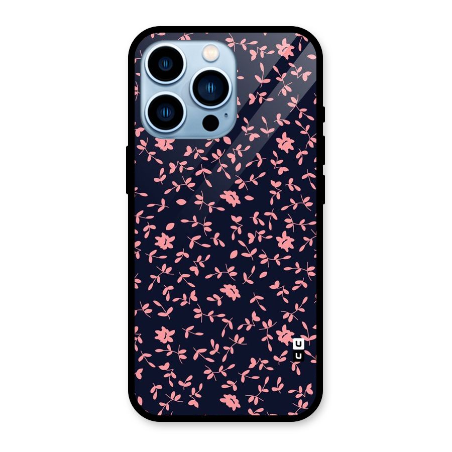 Pink Plant Design Glass Back Case for iPhone 13 Pro