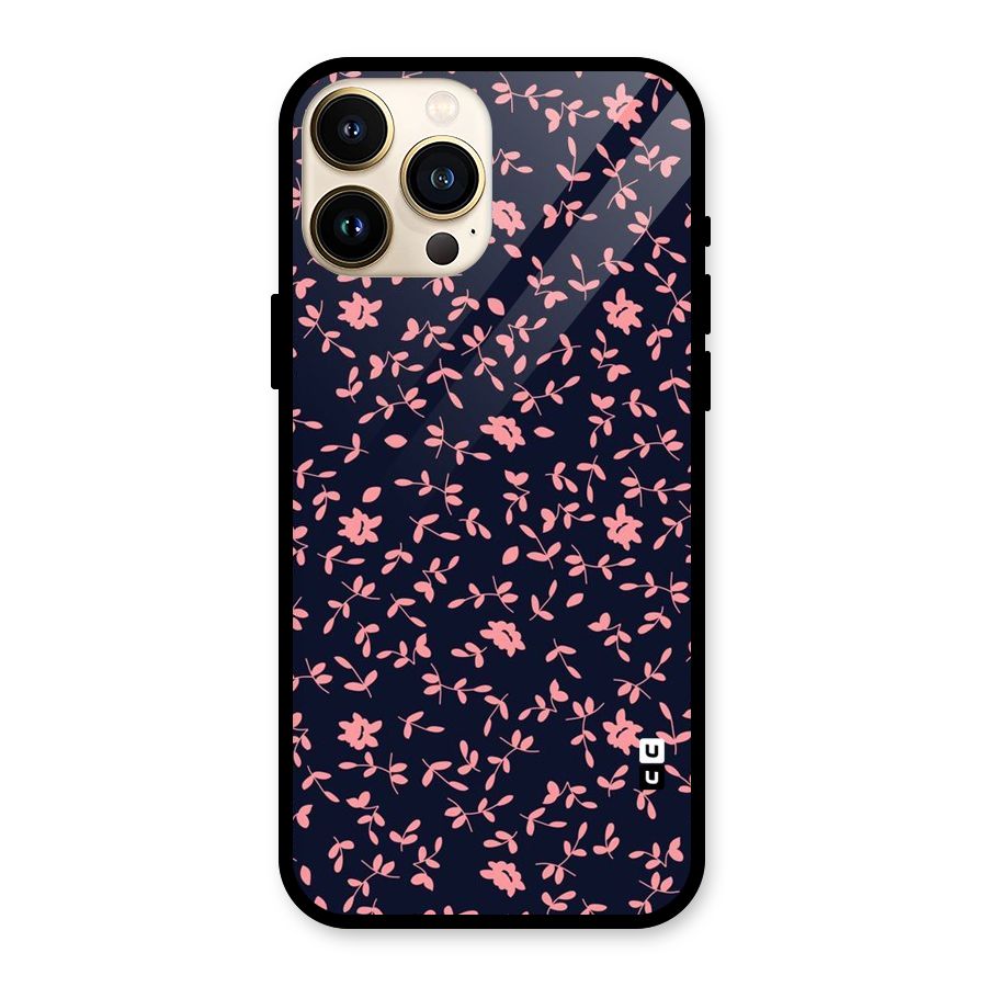 Pink Plant Design Glass Back Case for iPhone 13 Pro Max