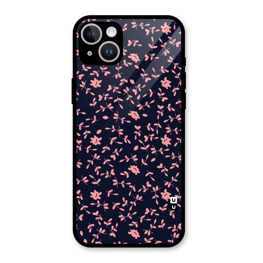Pink Plant Design Glass Back Case for iPhone 14 Plus