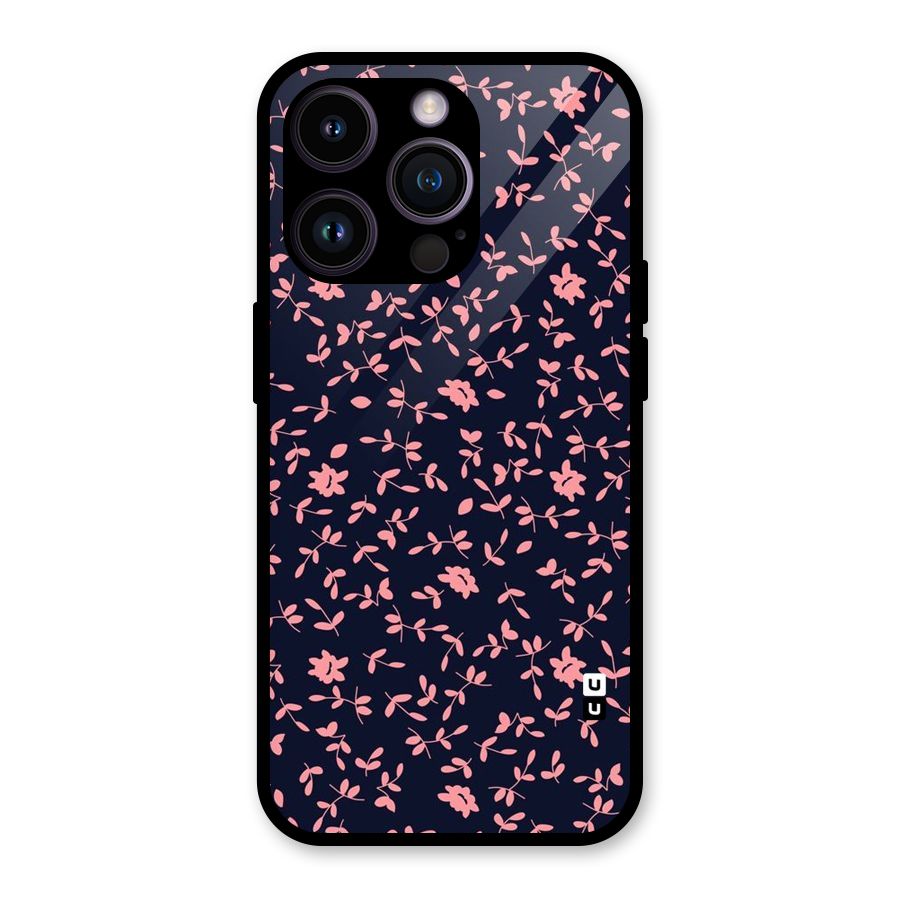 Pink Plant Design Glass Back Case for iPhone 14 Pro