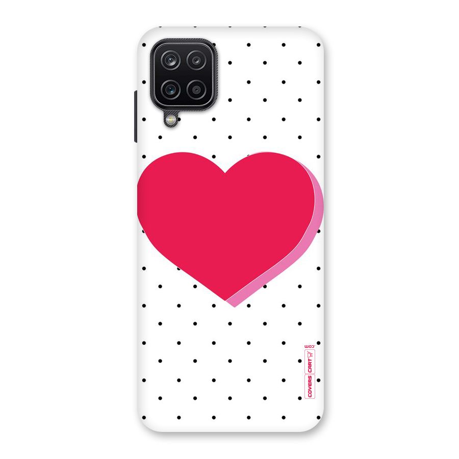 Pink Polka Heart Back Case for Galaxy A12