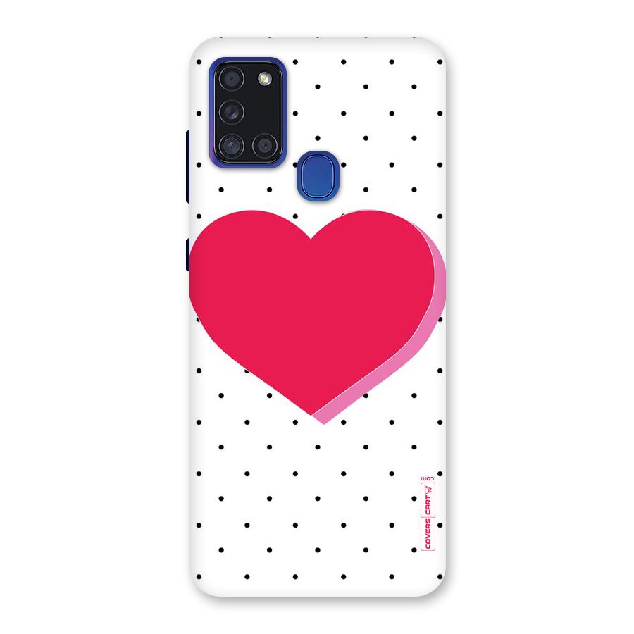 Pink Polka Heart Back Case for Galaxy A21s