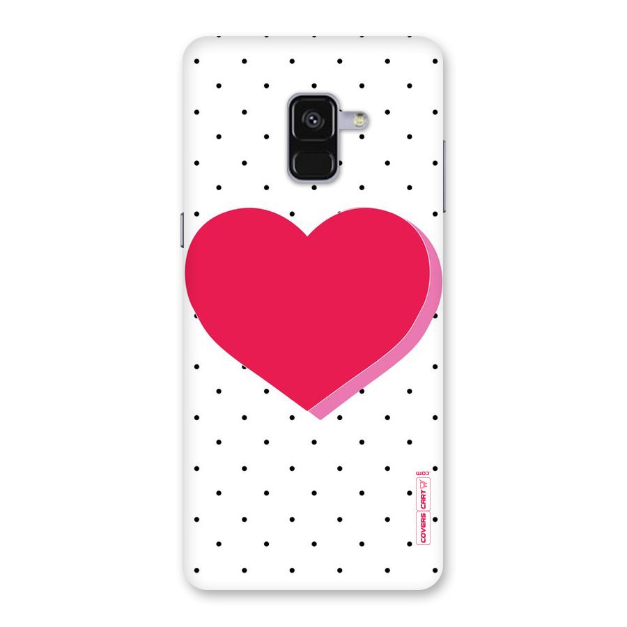 Pink Polka Heart Back Case for Galaxy A8 Plus