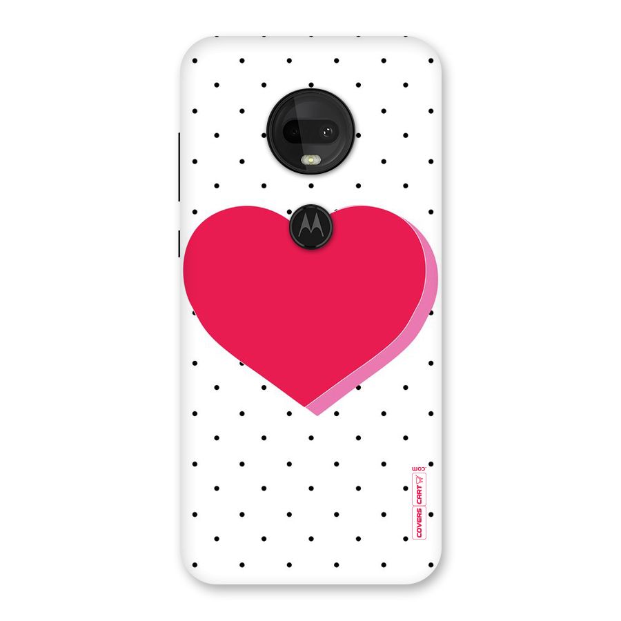 Pink Polka Heart Back Case for Moto G7
