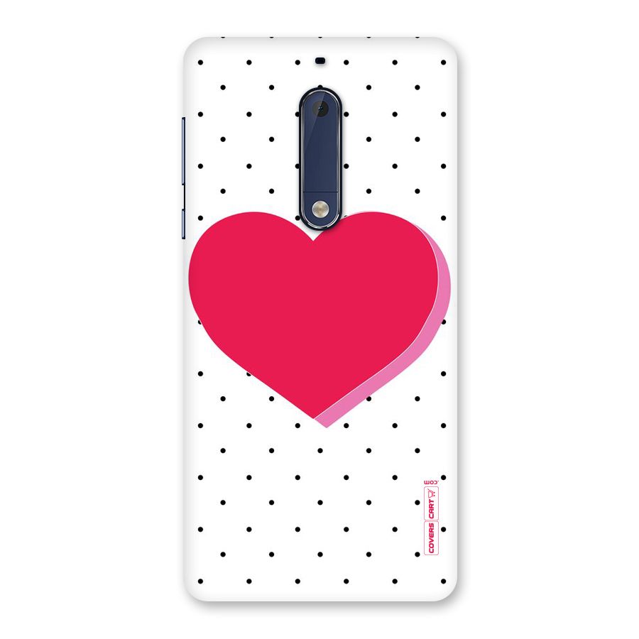Pink Polka Heart Back Case for Nokia 5