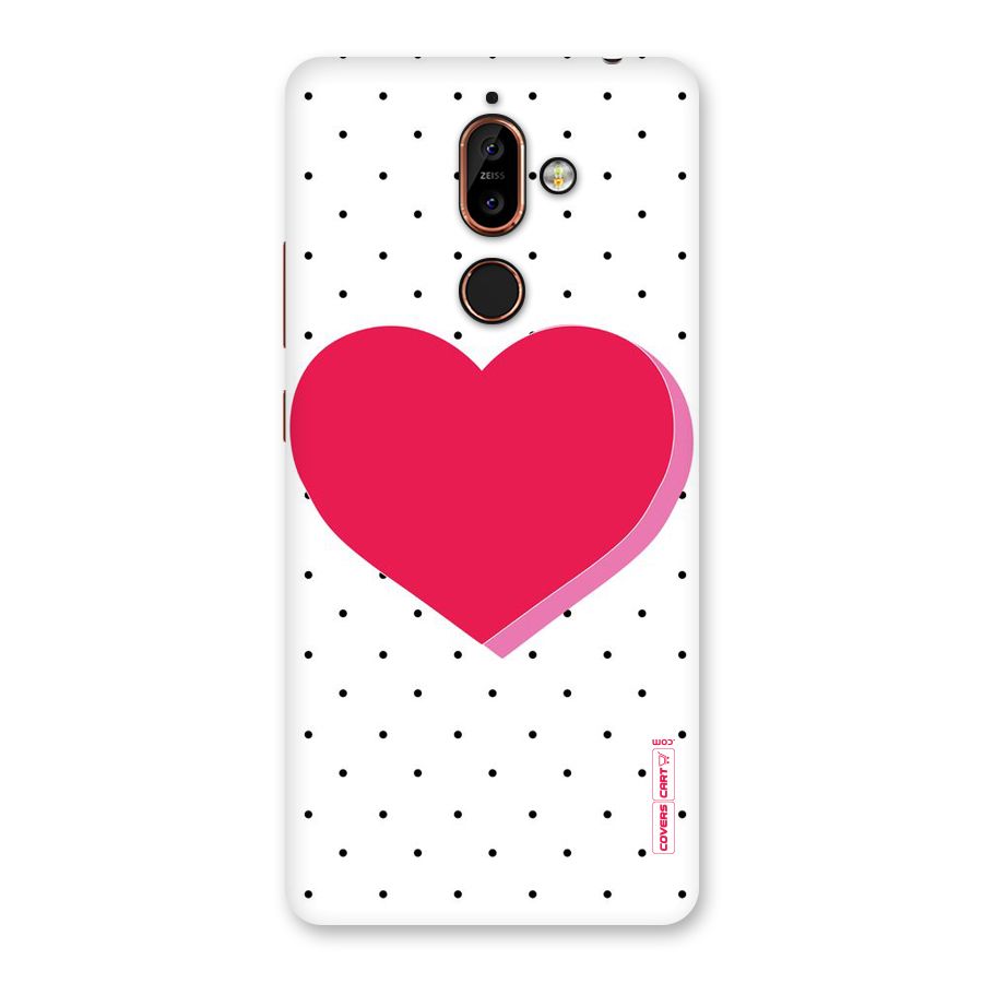 Pink Polka Heart Back Case for Nokia 7 Plus