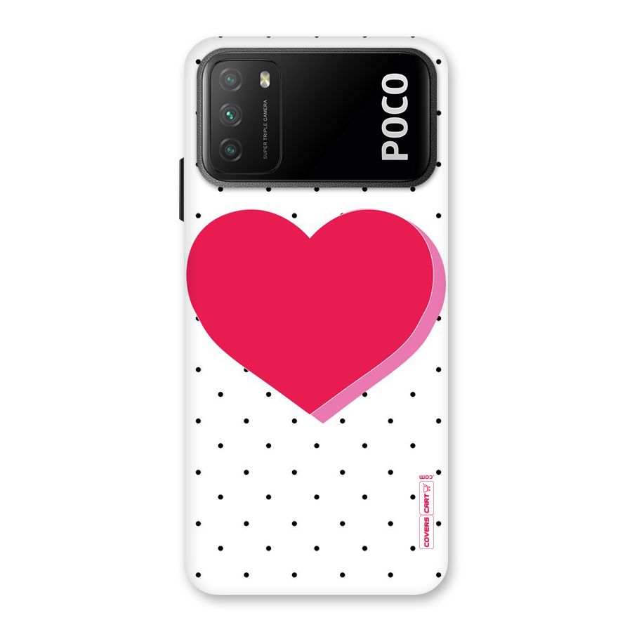 Pink Polka Heart Back Case for Poco M3