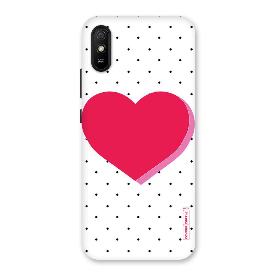 Pink Polka Heart Back Case for Redmi 9A