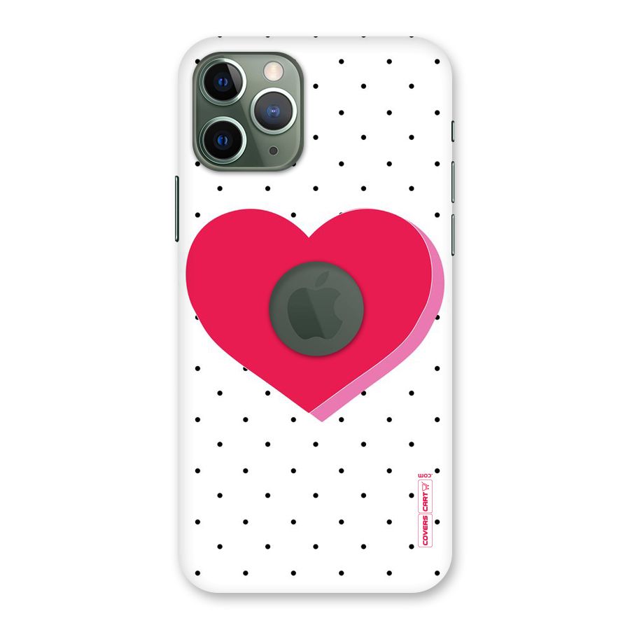 Pink Polka Heart Back Case for iPhone 11 Pro Logo  Cut