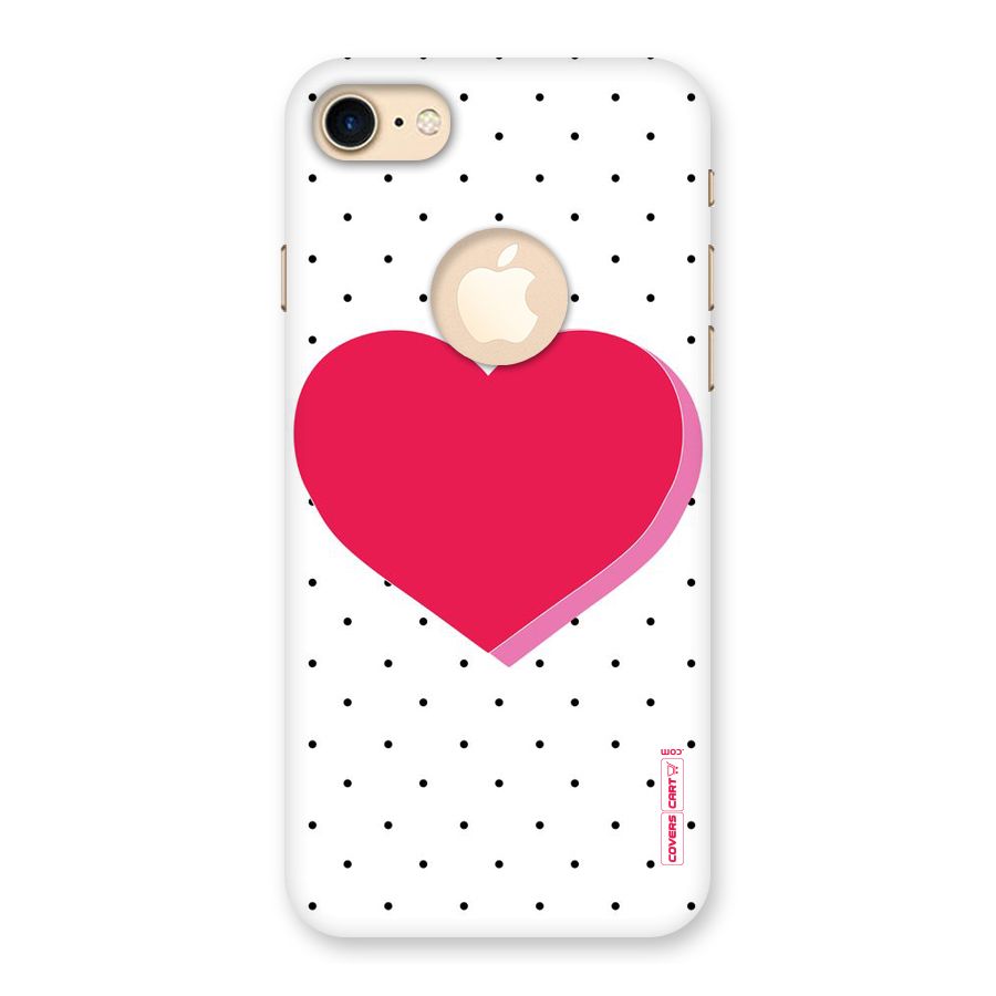 Pink Polka Heart Back Case for iPhone 7 Logo Cut