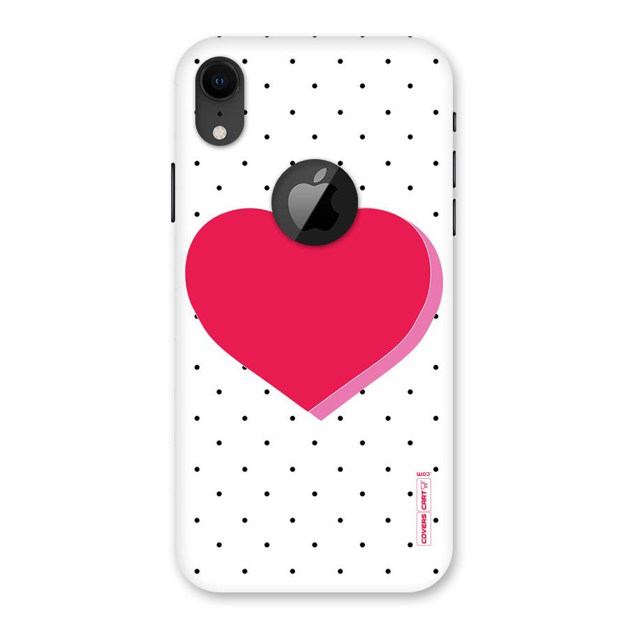 Pink Polka Heart Back Case for iPhone XR Logo Cut