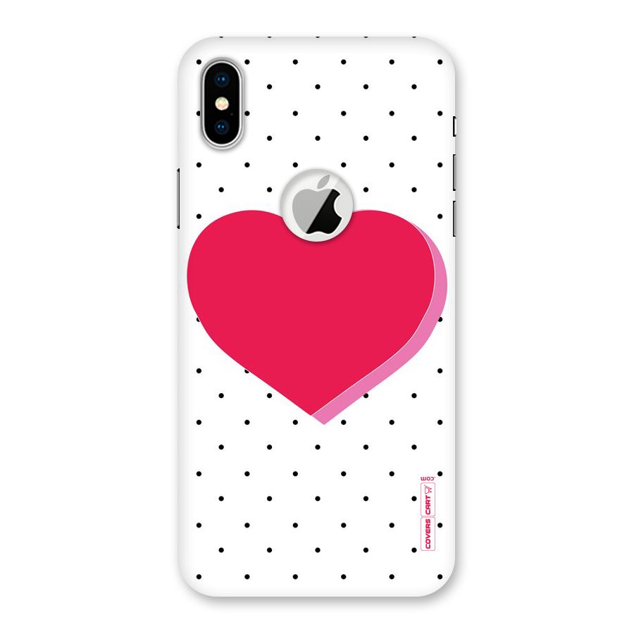 Pink Polka Heart Back Case for iPhone XS Logo Cut