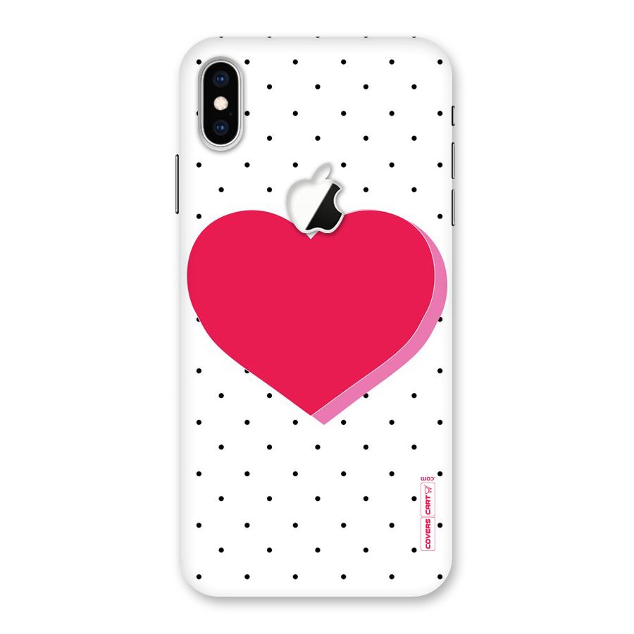 Pink Polka Heart Back Case for iPhone XS Max Apple Cut