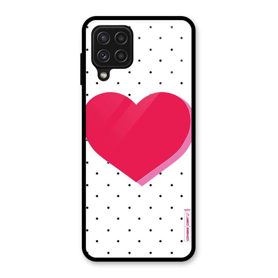 Pink Polka Heart Glass Back Case for Galaxy A22 4G