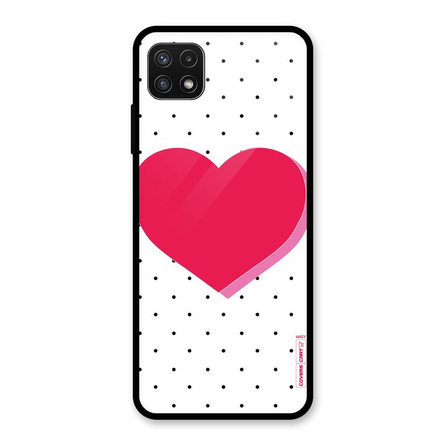 Pink Polka Heart Glass Back Case for Galaxy A22 5G