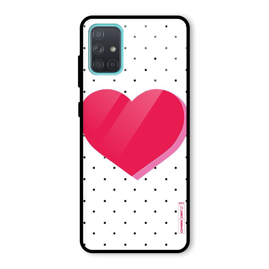 Pink Polka Heart Glass Back Case for Galaxy A71