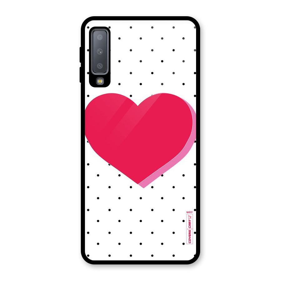 Pink Polka Heart Glass Back Case for Galaxy A7 (2018)