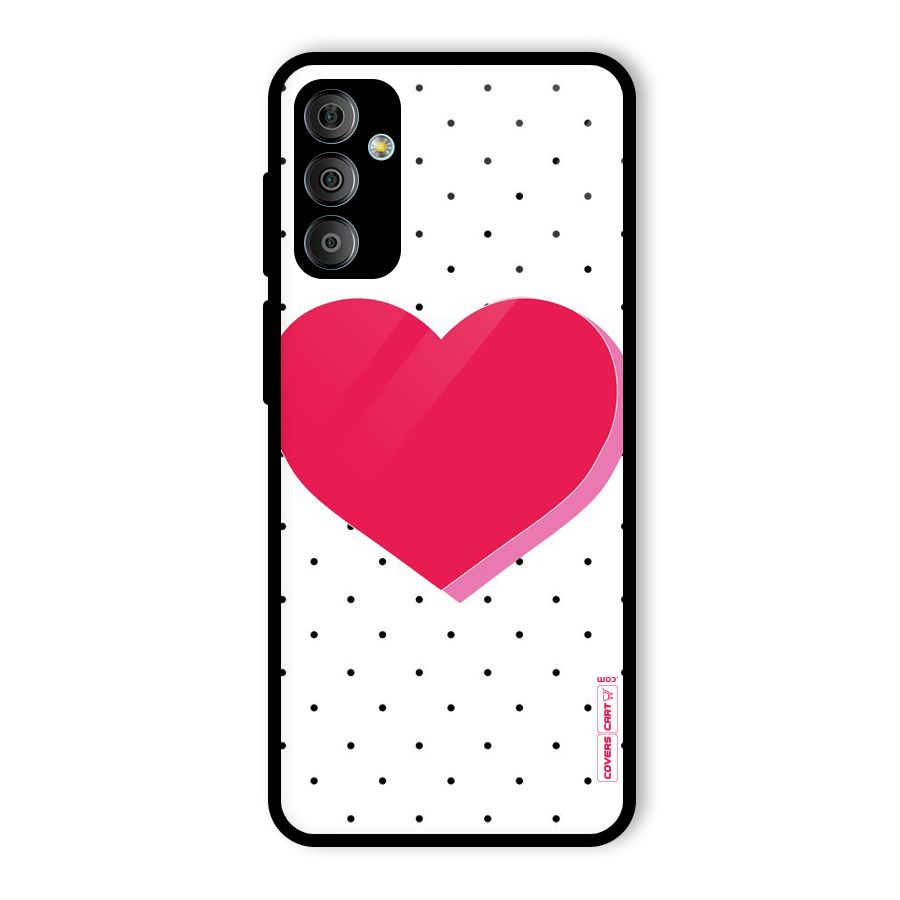 Pink Polka Heart Glass Back Case for Galaxy F23
