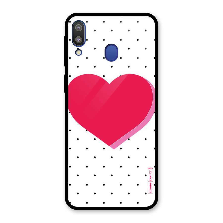 Pink Polka Heart Glass Back Case for Galaxy M20