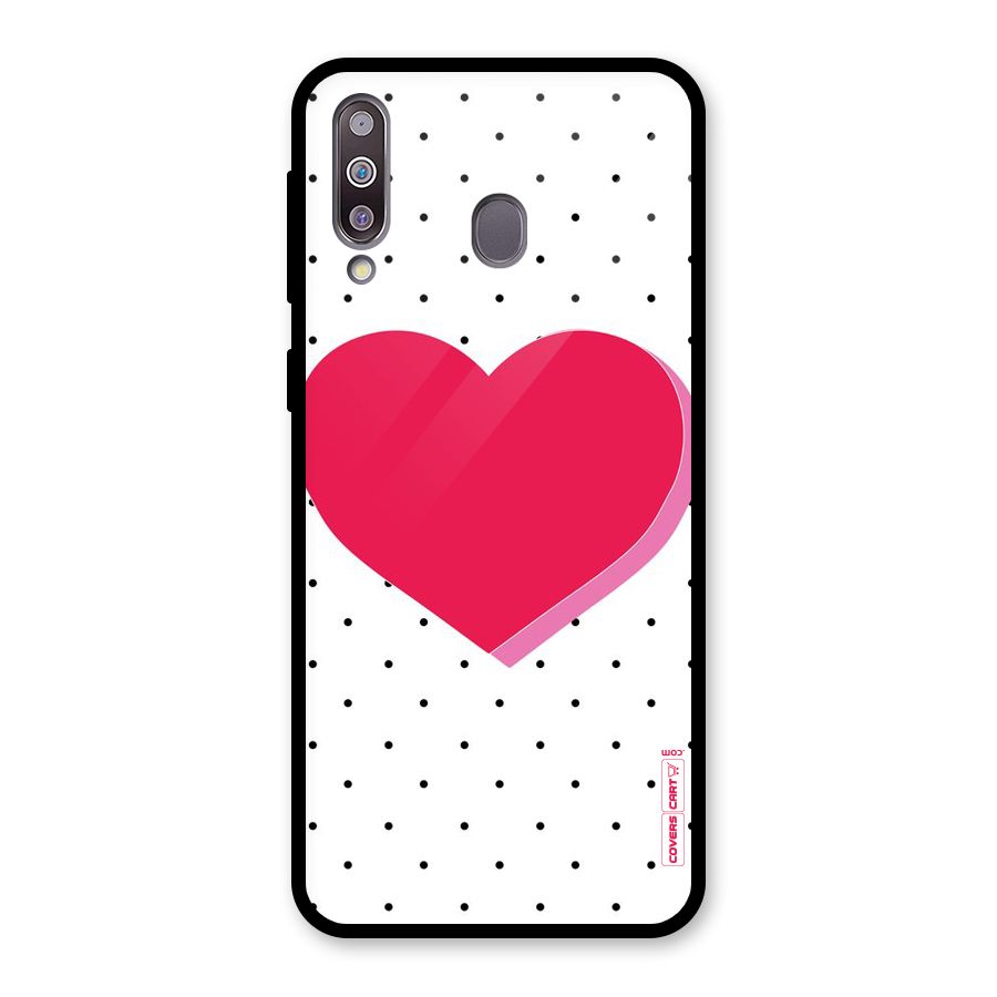 Pink Polka Heart Glass Back Case for Galaxy M30