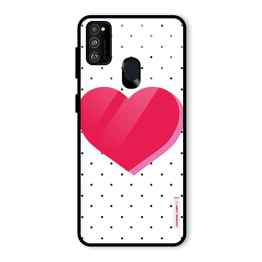 Pink Polka Heart Glass Back Case for Galaxy M30s
