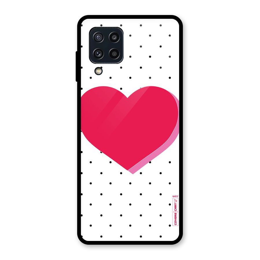 Pink Polka Heart Glass Back Case for Galaxy M32