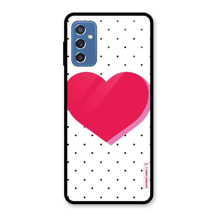 Pink Polka Heart Glass Back Case for Galaxy M52 5G