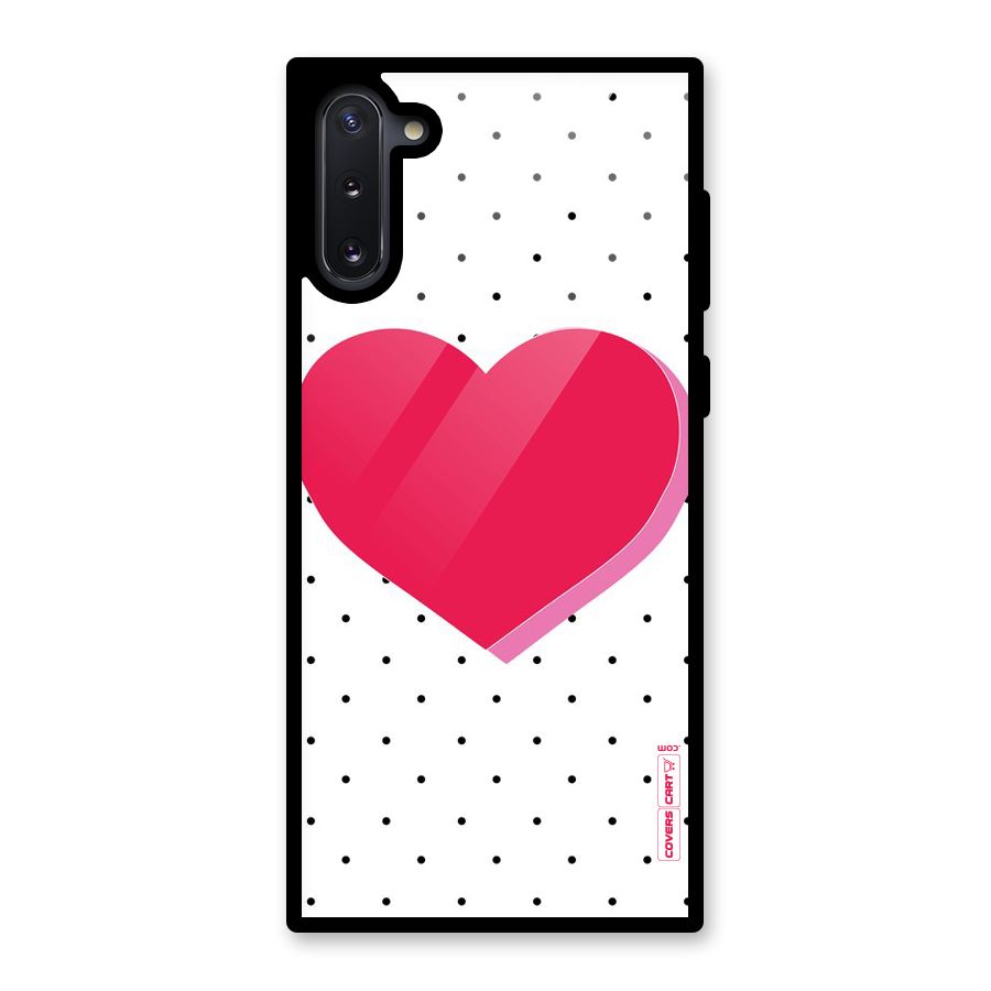 Pink Polka Heart Glass Back Case for Galaxy Note 10